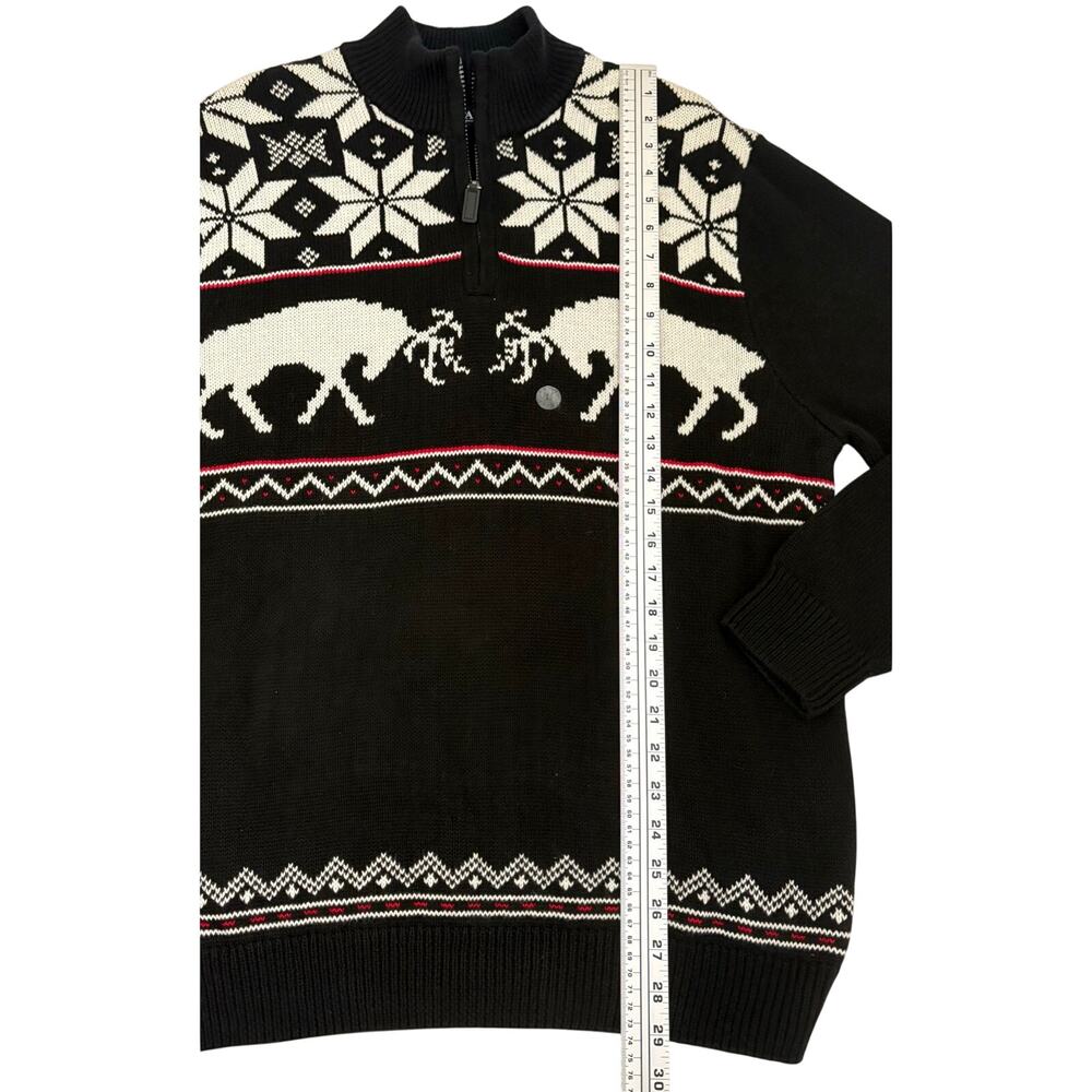 Chaps Mens Sweater Large Classic Fit Fair Isle Reindeer 1/4 Zip Nordic Sweater - Picture 8 of 13